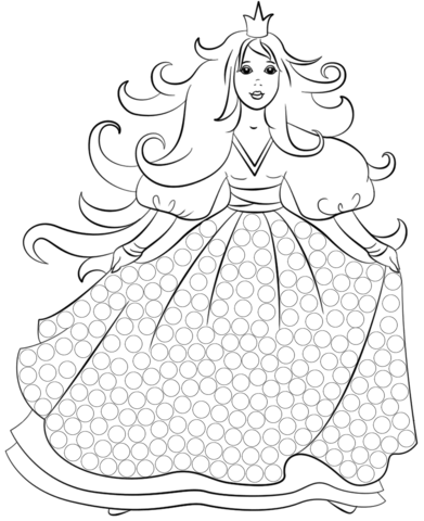 Gorgeous Princess Dot Art Coloring Page